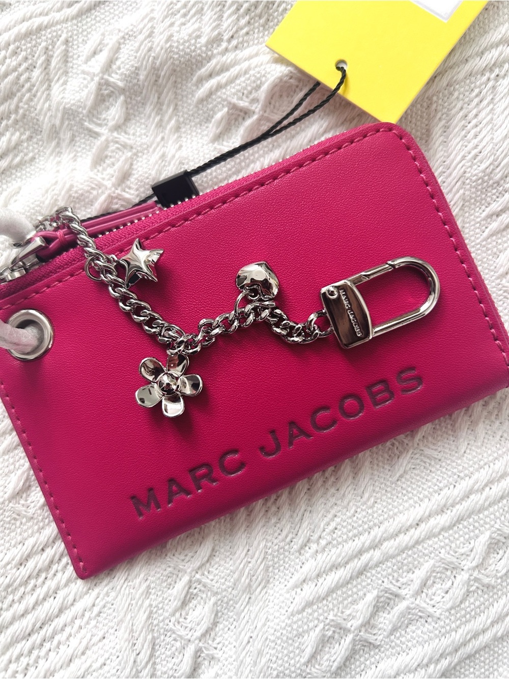 NWT💖Marc Jacobs The Charm Top Zip Wallet Raspberry Pink Leather Coin Card Case